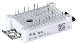 Anlässlich der diesjährigen PCIM in Nürnberg stellt Infineon weitere Modulplattformen und Topologien aus der Familie der 1200-V-CoolSiC-MOSFETs vor. Das nun in Serienproduktion angekündigte Easy1B in Six-Pack-Topologie ist gekennzeichnet durch die bewährte Modul-Konfiguration von Infineon mit einem Durchlasswiderstand (RDS(ON)) von nur jeweils 45 mΩ. Eine integrierte Bodydiode sorgt für einen verlustarmen Freilauf. Es eignet sich für Anwendungen im Bereich Antriebe, Solar oder auch Schweißtechnik. (Infineon)
