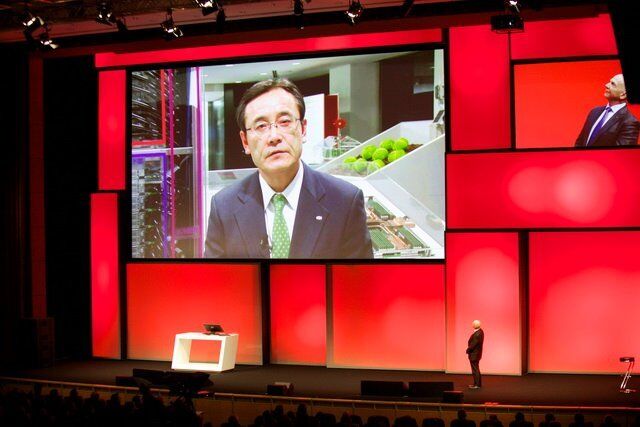 Masami Yamamoto, President von Fujitsu, wurde via Video-Conferencing aus Japan zugeschaltet. (Fujitsu)