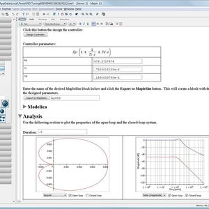 Die MapleSim Control Design Toolbox bietet eine zuverlässige Reihe von grundlegenden Werkzeugen für den Reglerentwurf an.
