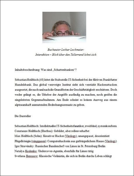 Als der Autor Lothar Lochmaier mit dem Schreiben dieses Buches begann, gab es noch kein Occupy Wallstreet. Heute ändern sich die Dinge fast täglich. Der als eBook bei Xinxii.com erschienene 100-Seiten starke Roman 