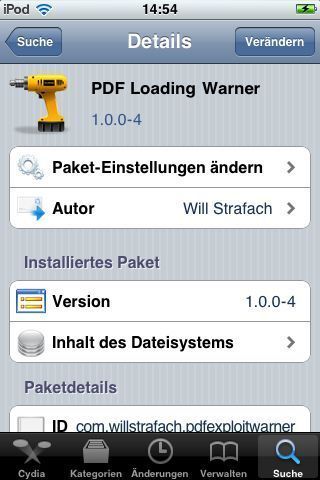 Das Sicherheitstool PDF Loading Warner lässt sich auf geknackten iPhones installieren. (Archiv: Vogel Business Media)