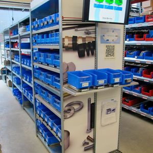 Bossard Smart-Bin in der Demonstrationsfabrik der RWTH Aachen.