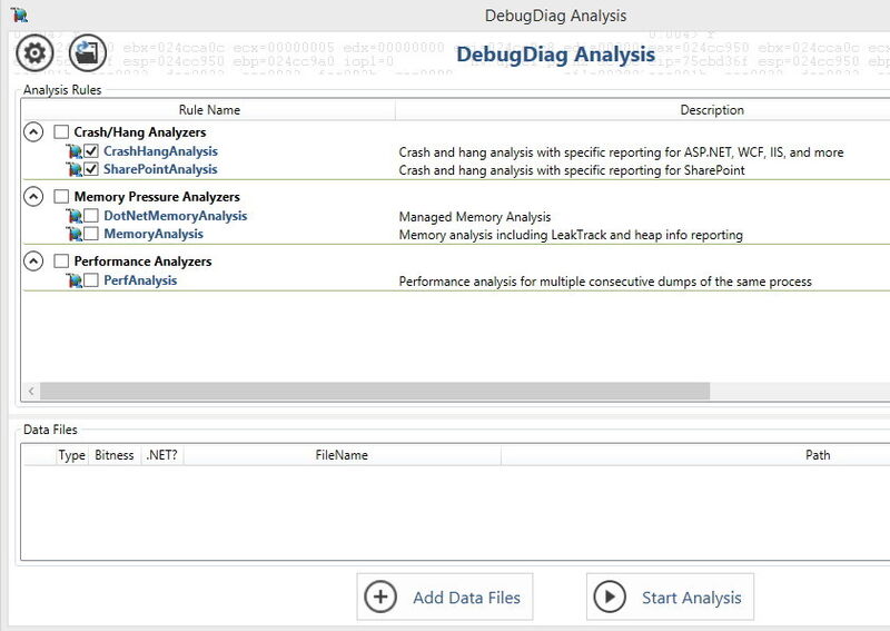 Abbildung 7: Nach der Erstellung der Dump-Dateien kann im Analyse-Bereich des Debugging-Tools eine Analyse durchgeführt werden. (Bild: Joos)