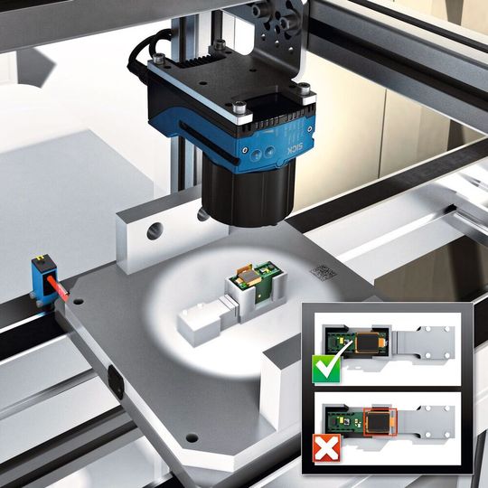 Mit der Sensor App Quality Inspection auf den 2D-Vision-Sensoren der InspectorP6xx-Baureihe lässt sich die Inspektion von Produktion, Montage und Verpackung oder die Lokalisierung und Vermessung von Teilen einfach automatisieren.(Bild:  Sick)