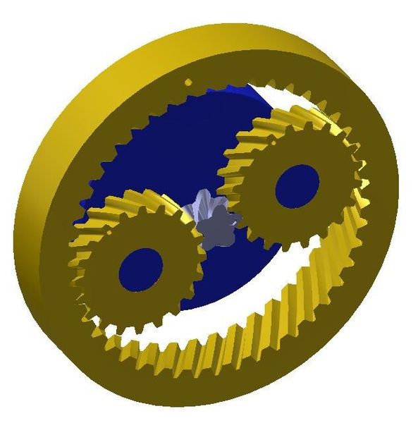 Bild 9: Radsatz des einstufigen Planetengetriebes mit i=10:1. (Bild: Maul Konstruktionen)