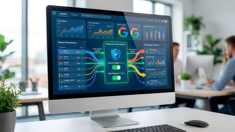 Ein einziger Parameter im Consent-Banner entscheidet jetzt, welche Daten zwischen Google Analytics und Google Ads fließen dürfen. Fehler dabei bleiben oft lange unbemerkt.(Bild:  Gemini / KI-generiert)