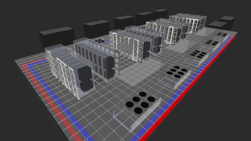 Die Ausstattung von Datacenter mit Flüssigkühlttechniken ist kompliziert, erst Recht, wenn es um die Umrüstung in einem Bestandsrechenzentren handelt. Mit dem digialen Zwilling von Cadence lässt sich der Einsatz simulieren. (Bild:  Cadence)