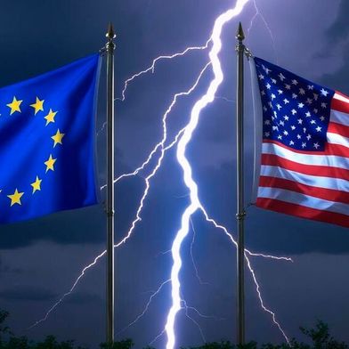 Im Zollstreit haben sich die EU und die USA geeinigt. Deutsche Wirtschaftsverbände kritisieren das Ergebnis deutlich.  (Bild: Canva / KI-generiert)