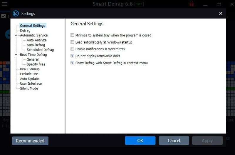 Anpassen der Optionen von Smart Defrag Portable. (Joos/Smart Defrag (Screenshot))