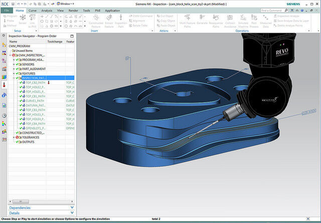 Scanning inspection paths can be automatically created with NX CMM by using the embedded PMI data. (Bild: Siemens PLM)