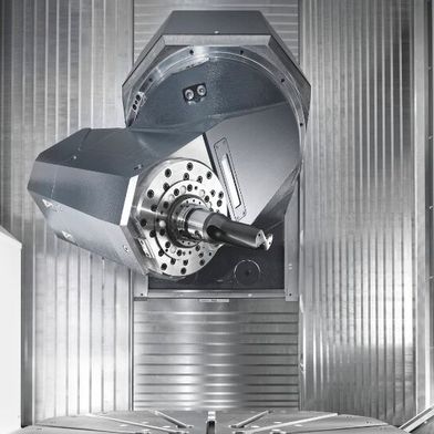 Das 5-Achs-Bearbeitungszentrum F 6000 mit ihrer Kopfkinematik durch und durch für die flexible Serienproduktion konzipiert. (Bild: Heller)