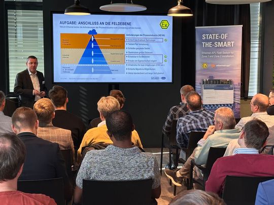 Auf dem ersten R. Stahl Ethernet-APL Technology Day präsentierten Hersteller, Anwender und Experten aktuelle Praxisprojekte, Testszenarien und Integrationslösungen.(Bild:  R. Stahl)