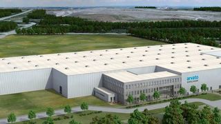 Computersimulation des ersten Bauabschnitts des neuen Arvato-Logistikzentrums im interkommunalen Industriepark Dorsten/Marl. (arvato)