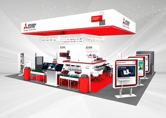 Smart digitization: the Mitsubishi Electric booth in Hall 6, Booth 348.  (Source:  Mitsubishi Electric)