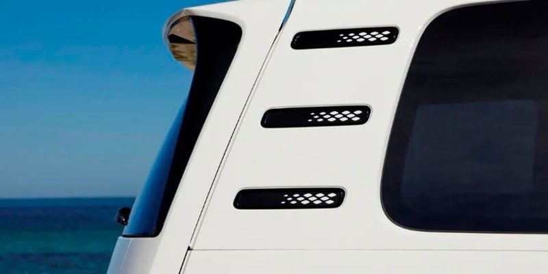 High-quality, glossy, black, and UV- and chemical-resistant — all without coating: Deep black colored Plexiglas moulding compound fulfills all requirements for the material used in the rear spoiler and wingflaps of the Volkswagen ID. Buzz.  (Source: Volkswagen)