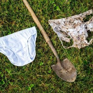 After being buried in the ground for two months and broken down by soil organisms, a new pair of cotton underwear (left) shows clear signs of decomposition (right).(Source:  Nicolas Zonvi)