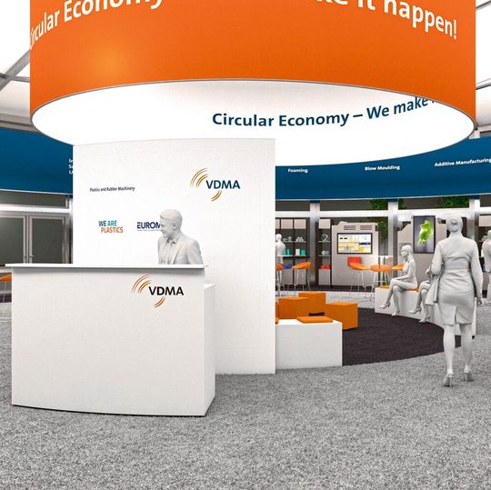 Im Kreis herum: Der VDMA wird in seinem Dome aktuelle Technologien vor allem für die Kreislaufwirtschaft in der Kunststoffindustrie vorstellen. Im Kreis herum: Der VDMA wird in seinem Dome aktuelle Technologien vor allem für die Kreislaufwirtschaft in der Kunststoffindustrie vorstellen.