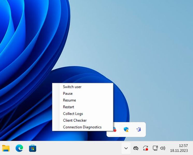 Über das Kontexmenü des Clients lässt sich dieser verwalten. (Bild: Joos - Microsoft)