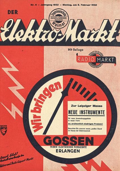 1932: In den 30er Jahren lag dem Elektro-Markt regelmäßig die Beilage „Radiomarkt“ bei. (elektrotechnik)