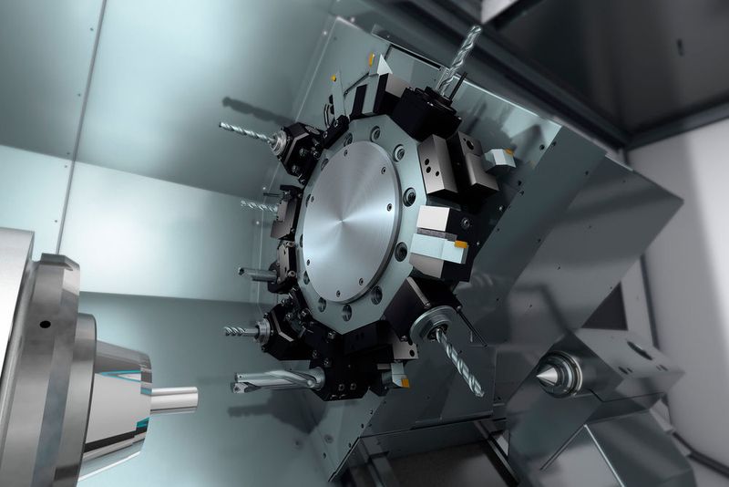 Sternrevolver mit linearer Y-Achse der neu entwickelten Universladrehmaschine Index B400. (Index)