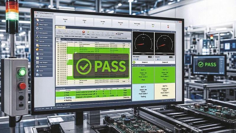 Parallele Testabläufe: Mit dem von MCD entwickelten Software TestMate lassen sich mehrere Testsequenzen innerhalb einer Instanz parallel und asynchron ausführen.(Bild:  MCD Elektronik)