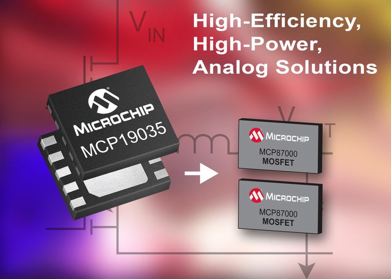 MCP19035 von Microchip: PWM-Regler auf analoger Basis mit integrierten synchronen MOSFET-Treibern, die ein optimales Einschwingverhalten vorweisen. Die MCP19035-Familie ist für einen Spannungsbereich von 4,5-30 VDC bei einer Schaltfrequenz von 300 kHz vorgesehen. (Microchip)