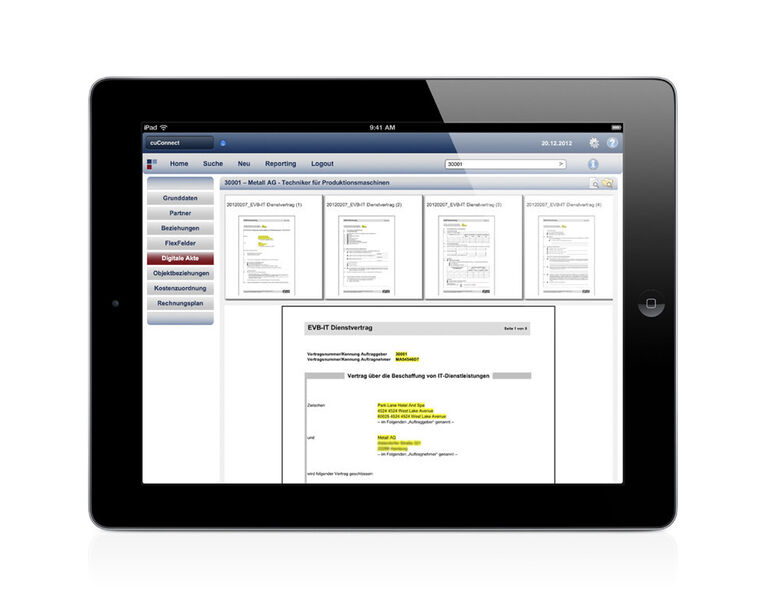 Mehrseitenvorschau eines Dokuments aus der digitalen Akte auf dem iPad. (Bild: Circle Unlimited)