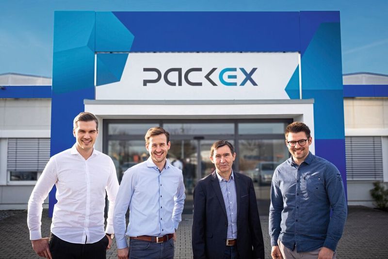 Das Führungsteam von PackEx (v.l.): Marco Dembowski (Head of Business Development & Corporate Communications), Julian Erhard (Director Operations & Co-Founder), Nikolaus Reichenbach (Managing Director & Co-Founder) und Arne Rogosch (Head of Business Administration & Quality Management). (Faller)
