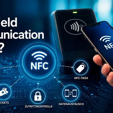 NFC ermöglicht die kontaktlose Kommunikation über kurze Distanzen und bildet die Grundlage für Anwendungen wie mobiles Bezahlen, digitale Tickets, Zugangskontrollen und vieles mehr. (Bild: ChatGPT / KI-generiert)