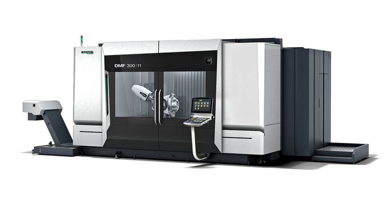 The new DMF 300|11 enables high-precision machining within a working volume of 3,000 x 1,100 x 1,050 mm. A constant overhang in the Y-axis allows milling at maximum power at every position.
