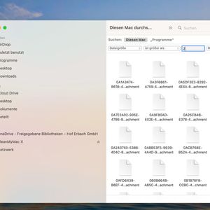Im Finder von macOS können durch Filtern der Anzeigen große Dateien und Platzverschwender gefunden und entfernt werden. (Bild:  Joos (Screenshot))