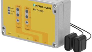 Das Sensorsystem USi-Safety umfasst zwei Ultraschallwandler zum Anschluss an zwei unabhängige Kanäle, die jeweils EN ISO 13849 Kategprie 3 PL d erfüllen. (Bild: Pepperl+Fuchs)