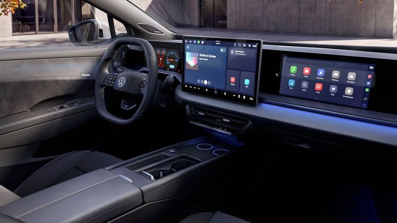 Das Cockpit bietet bis zu drei Displays. (Bild: VW)