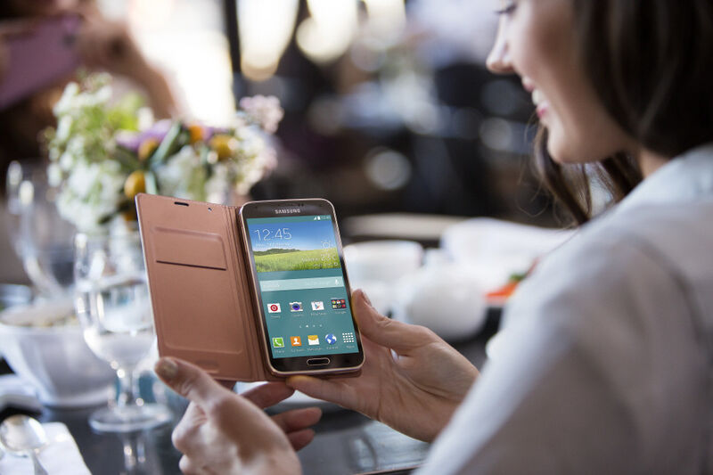 Samsung stattet das Galaxy S5 mit einem Finger-Scanner aus, der sich auf dem Homebutton befindet. (Bild: Samsung)