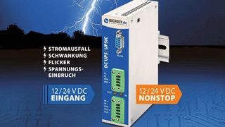 Wartungsfreie DC-USV-Module für die DIN-Rail-Montage schützen vor Stromausfall, Spannungsschwankungen und Flicker. (Bicker)