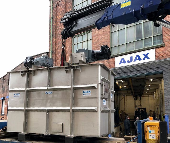 One of the 8T capacity vertical blenders leaves Ajax’s Bolton, UK works. (Ajax Equipment)