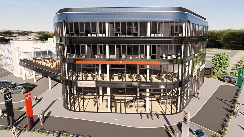 Die Feser-Graf-Gruppe baut für rund 20 Millionen Euro ein neues Mobilitätszentrum am Stammsitz in der Heisterstraße in Nürnberg.(Bild:  Feser-Graf-Gruppe)