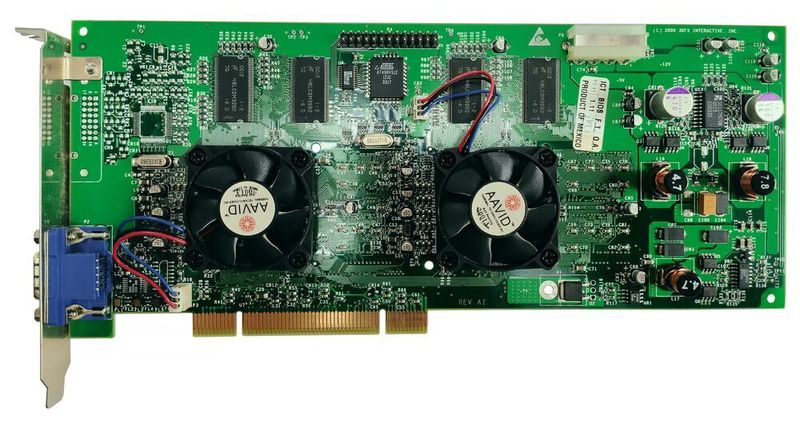 Schwanengesang: Die 3dfx Voodoo 5 5500 PCI mit zwei VSA-100-Chips und 64 MB VRAM (2000). Im selben Jahr wurde 3dfx von Nvidia übernommen. (Vogel IT-Medien)