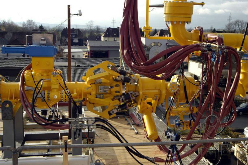 Hydraulische Schnellverschlusskupplung:  Um die gefährliche Phase der Verladung von LNG sicherer zu gestalten, entwickelte das Ingenieurbüro Merkle & Partner für die Emco Wheaton GmbH eine neuartige hydraulische Schnellverschlusskupplung, die nicht nur das Anbringen des Verladearms erleichtert, sondern auch Nottrennungen vereinfacht. (Archiv: Vogel Business Media)