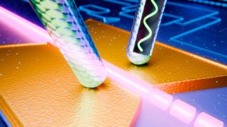 Der Modulator (in Gold) überträgt die Information einer elektrischen Welle auf eine optische Welle. (Bild: Johannes Grewer / Polariton Technologies)