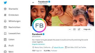 Facebook-Profil auf Twitter (© www.twitter.com/facebook)