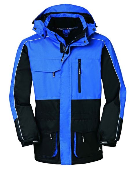 Die  Wetterschutzjacke Denver aus der 4-Protect-Kollektion ist zu 100 % wasser- und winddicht, hoch atmungsaktiv und verfügt über zahlreiche Taschen für Handy, Werkzeug und Equipment. (Bild: BIG)