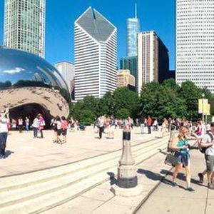 Skyline of Chicago, Millennium Park – a lively, spectacular gathering spot located in the heart of the city.