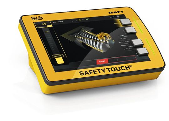 Bild 1: Der von Rafi entwickelte Referenz-Touchscreen in Performance Level d. Mit der Entwicklung sollen kostenträchtige Sonderanfertigungen entfallen.(Bild:  Rafi)