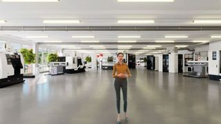 Angela, le guide virtuel accompagne et informe le visiteur tout au long de la visite du showroom de Starrag Vuadens.  (Starrag Vuadens SA)