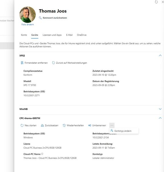 Remotesteuerung von Windows 365 im Microsoft 365 Admin Center. (Bild: Joos - Microsoft)