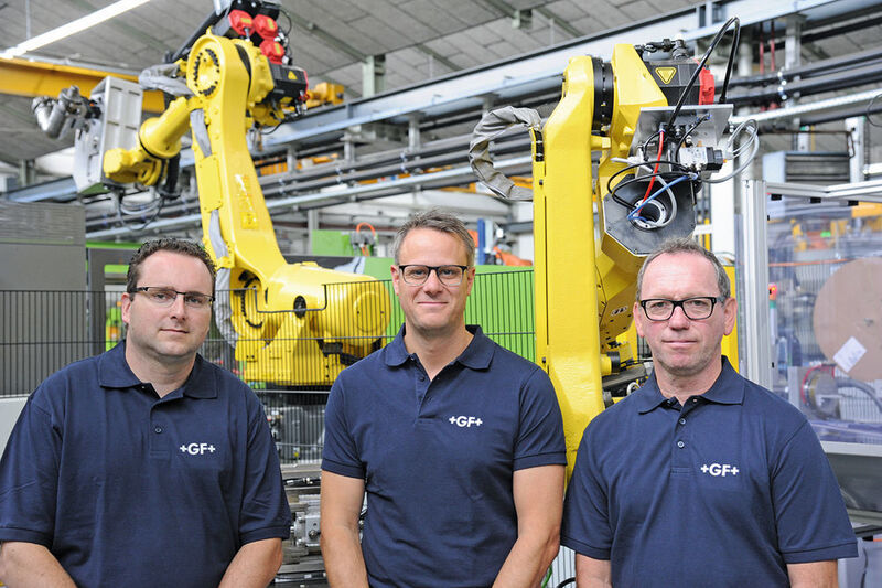 Thomas Ettlin (Leiter BMP), Andreas Pauli (Leiter Werk Subingen) und Fred Biedermann (Projektleiter BMP) (von links). (Fanuc)