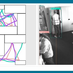 Die Darstellung der erfassten Bewegungen von Objekten in der industriellen Umgebung kann von dem neuen System unter anderem in Form von digitalen Spaghetti-Diagrammen erfolgen.(Bild:  Fraunhofer IOSB-INA / Imago Technologies (Bearbeitung))