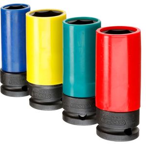 Die Nüsse für den Schlagschrauber gibt es im Viererpack (17, 19, 21 und 22 mm) für rund 130 Euro (brutto).(Bild:  Gedore)