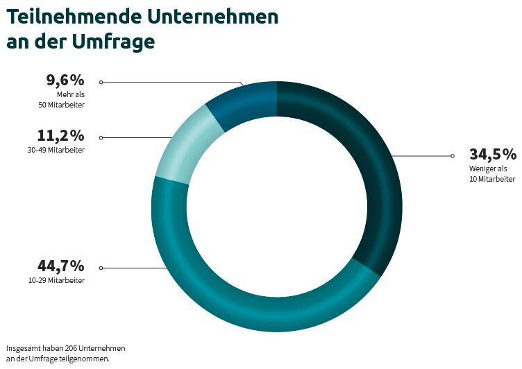Fast die Hälfte der befragten Unternehmen haben 10-29 Mitarbeitende. (Bild: Synaxon)